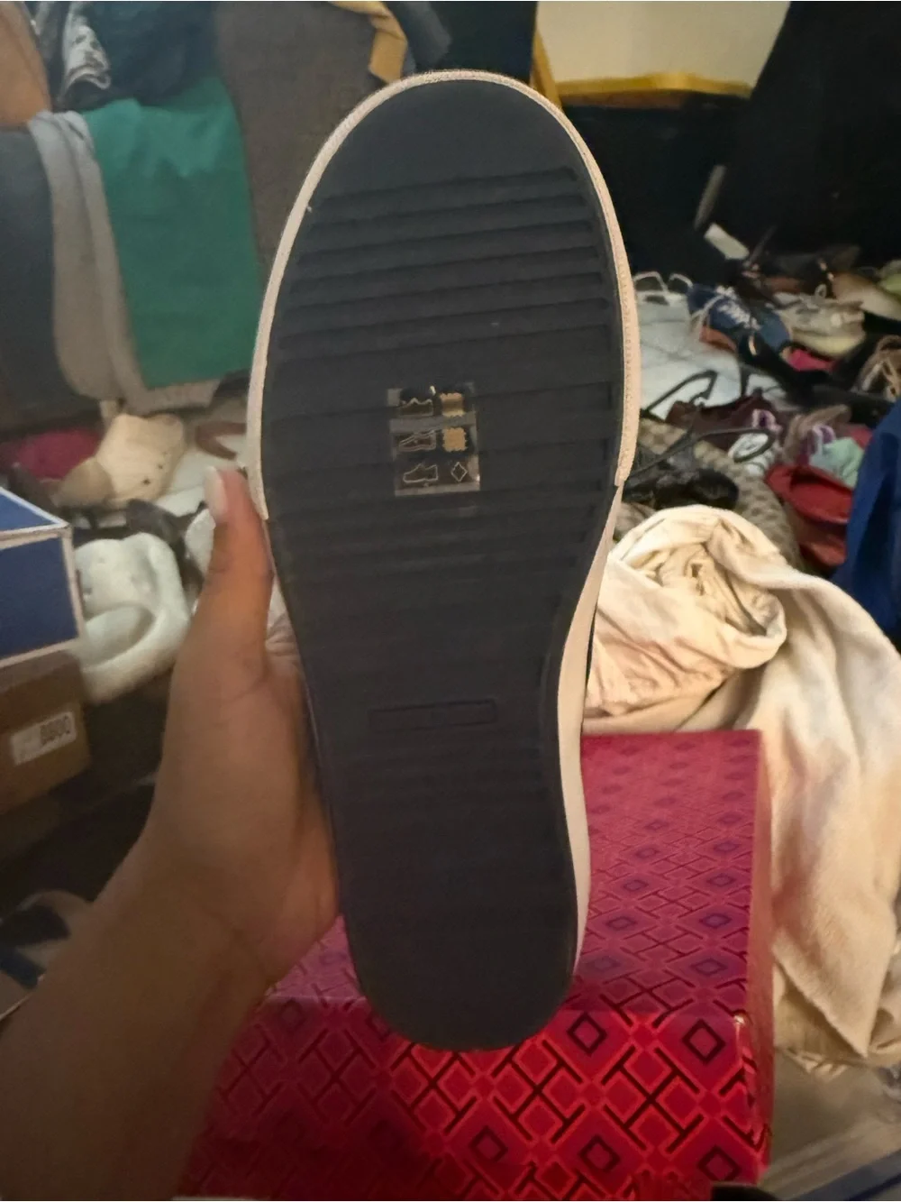 Tory Burch Navy and Orange Slip-On Espadrilles - Picture 2 of 3